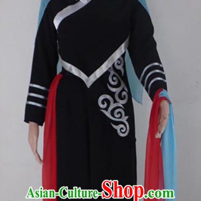 Chinese Quality Folk Dance Costumes and Bamboo Hat Complete Set for Women