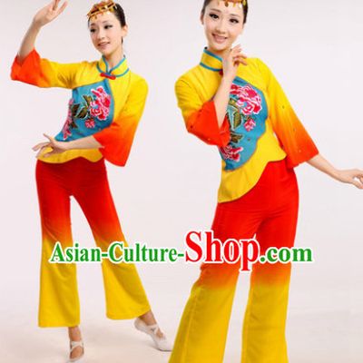 Chinese Fan Dance Costume Dancewear Discount Dane Supply Clubwear Dance Wear China Wholesale Dance Clothes for Women