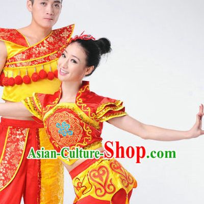Chinese Folk Ethnic Dance Costume Complete Set for Men