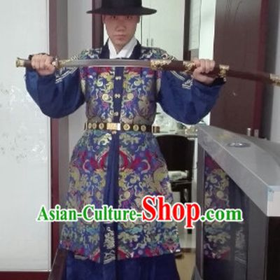 Chinese Ancient Ming Dynasty Clothes and Hat Complete Set for Men