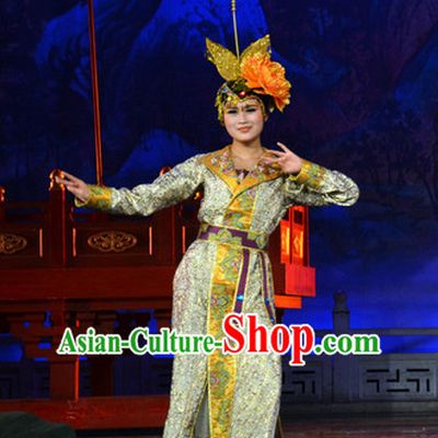 Tang Dynasty Palace Dancer Costume and Headwear Complete Set.