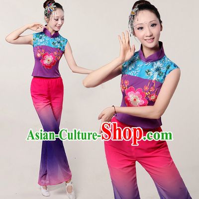 Asia Dance Costumes Ribbon Dancing Costume Dancewear China Dress Dance Wear and Headwear Complete Set