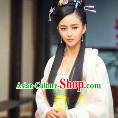 Ancient Chinese Beauty Black Wigs and Hair Jewelry