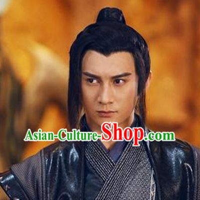 Ancient Chinese Swordsmen Knight Black Male Wigs