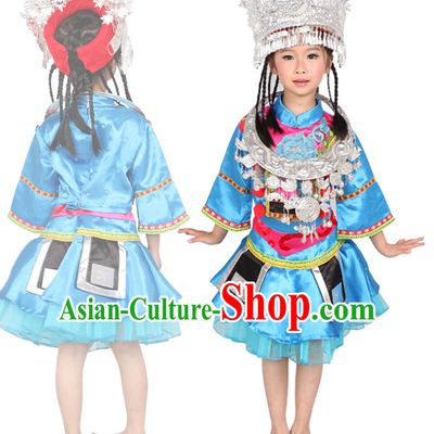 Chinese Miao Tribe Ethnic Minority Dance Costume Competition Dance Costumes for Kids