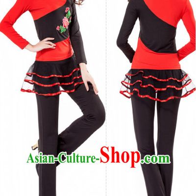Red Black Chinese Style Modern Dance Costume Ideas Dancewear Supply Dance Wear Dance Clothes Suit