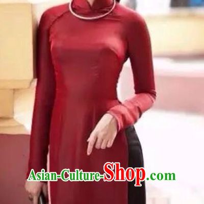 Red Traditional Viet Causal Dress for Women