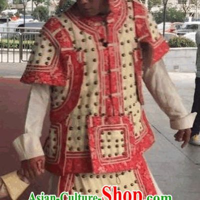 Qing Dynasty General Costume and Helmet Complete Set for Men