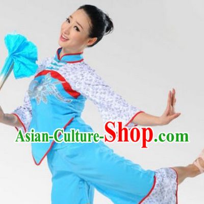 Chinese Folk Fan Dancing Costume Complete Set for Women