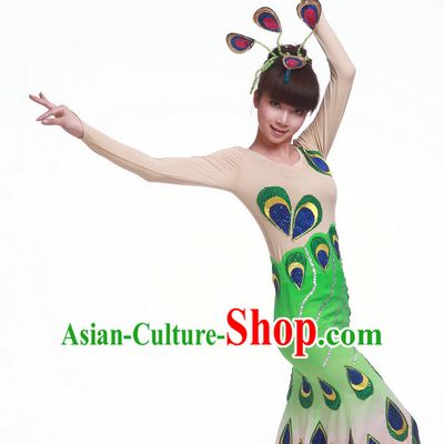 Chinese Classic Peacock Dancing Costume Complete Set for Women
