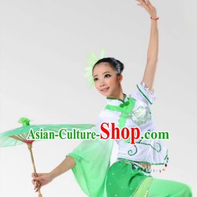 Chinese Stage Performance Fan Dancewear Dancing Costume Complete Set for Women