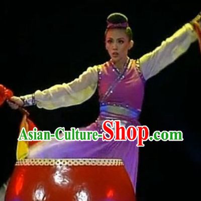 Chinese Stage Performance Drum Playing Dancewear Dance Costume Complete Set for Girls