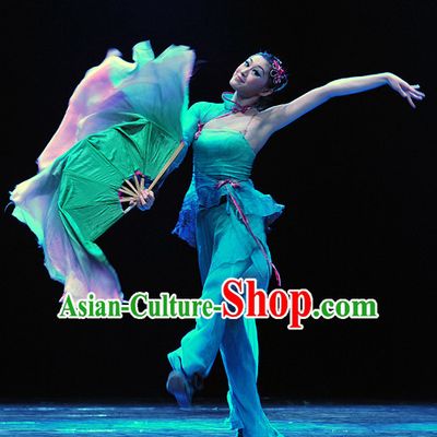 Chinese Professional Stage Performance Fan Group Dancewear Dance Costume Complete Set for Women