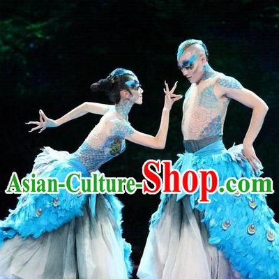 Chinese Professional Stage Performance Peacock Dancewear Dance Costume Complete Set for Women