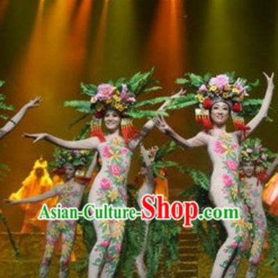 Chinese Folk Flower Group Dancing Uniform for Women