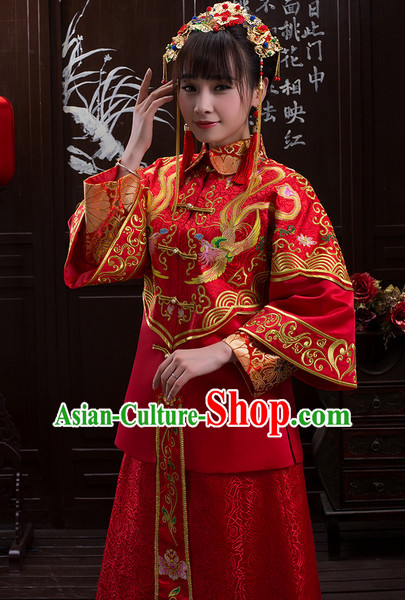 Lucky Red Phoenix Embroidery Wedding Outfits for Women Lucky Red Phoenix Embroidery Wedding Outfits for Women