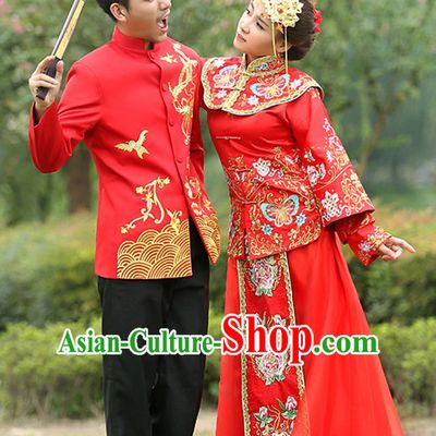 Traditional Red Wedding Outfit for Men and Women