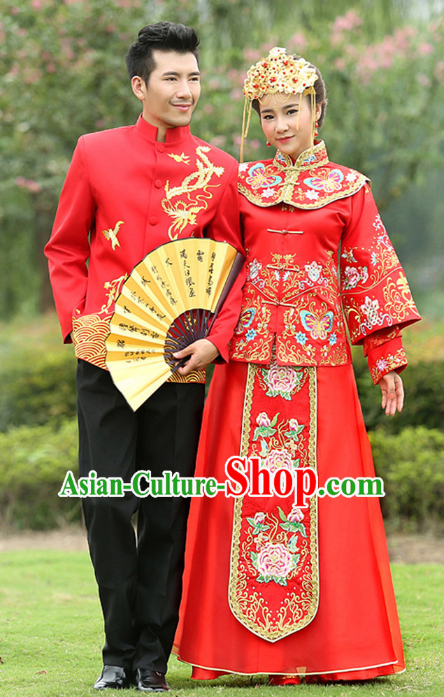 Traditional Red Wedding Outfit for Men and Women Traditional Red Wedding Outfit for Men and Women