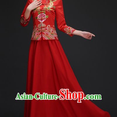 Red Wedding Dress and Skirt Complete Set for Girls