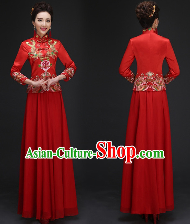 Red Wedding Dress and Skirt Complete Set for Girls Red Wedding Dress and Skirt Complete Set for Girls