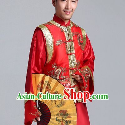 China Minguo Traditional Wedding Skirts and Jackets for Bridegroom