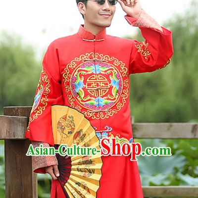 Top Chinese Minguo Mandarin Bridegroom Wedding Clothes Complete Set