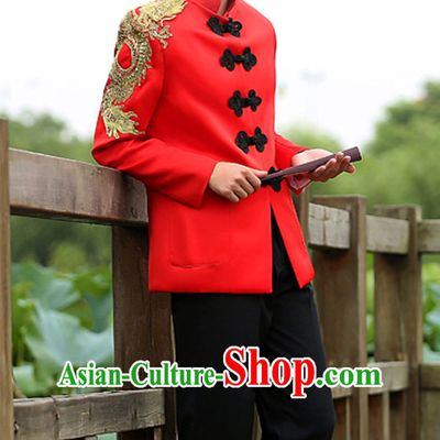 Top Chinese Mandarin Bridegroom Dragon Wedding Clothes Complete Set