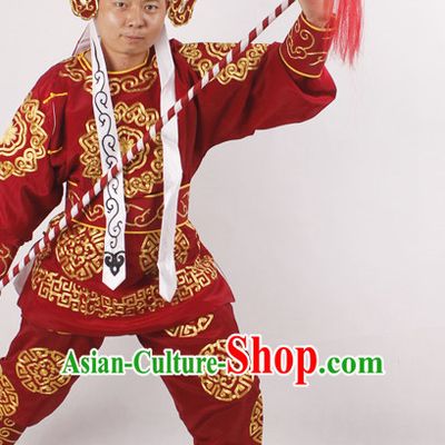 Chinese Opera Solider Costume and Hat Complete Set for Men