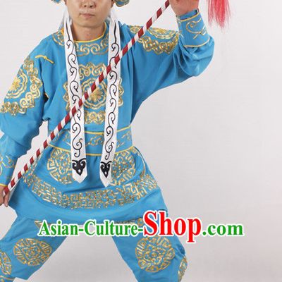 Chinese Opera Warrior Costume and Hat Complete Set for Men