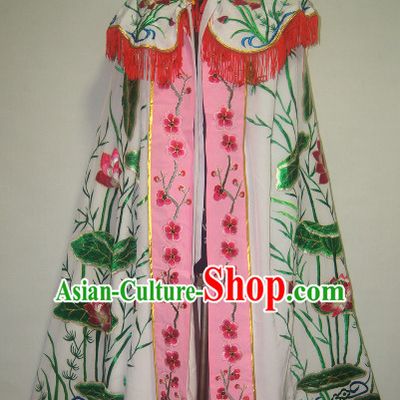 Chinese Opera Lotus Embroidered Mantle for Women