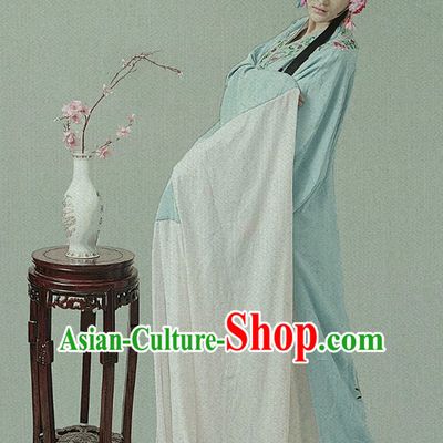 Chinese Peking Opera Lady Wig Hair Accessories and Long Sleeves Costume Complete Set
