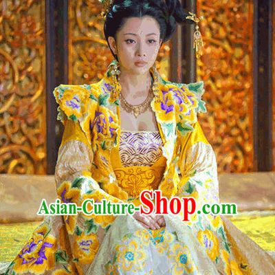 Tang Dyasty Queen Clothing and Hair Accessories Complete Set