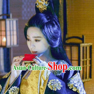 Ancient Tang Queen Long Wigs and Hair Jewelry