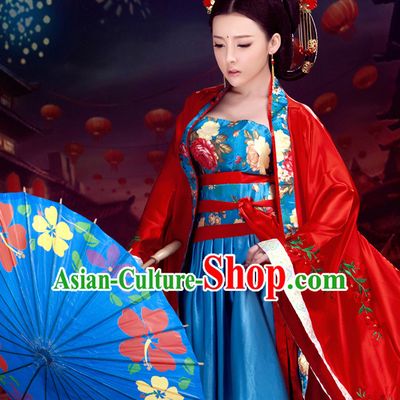 Red Beauty Ancient Hanfu Dress Complete Set for Women