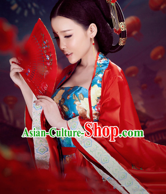 Red Beauty Ancient Hanfu Dress Complete Set for Women Red Beauty Ancient Hanfu Dress Complete Set for Women