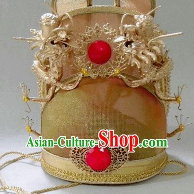 Ming Dynasty Emperor Dragon Crown Hat for Men
