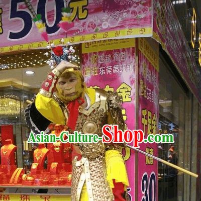 Sun Wukong Armor Fighting Costume and Hat Complete Set for Men