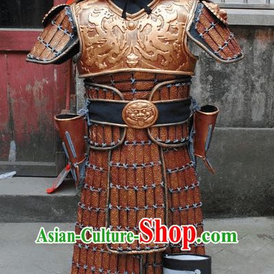 Ancient Asian Big Hero Armor Fighter Costume and Hat Full Set