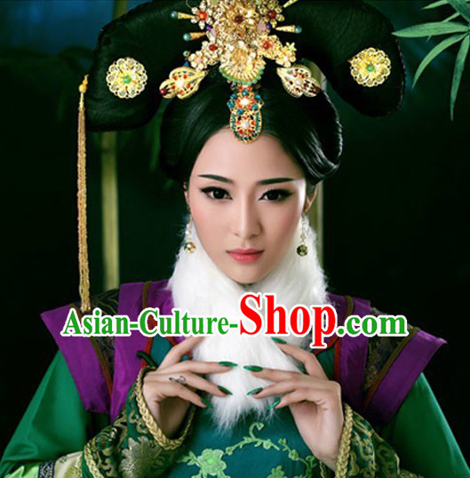 Ancient Chinese Queen Wigs and Hair Accessories Set Ancient Chinese Queen Wigs and Hair Accessories Set