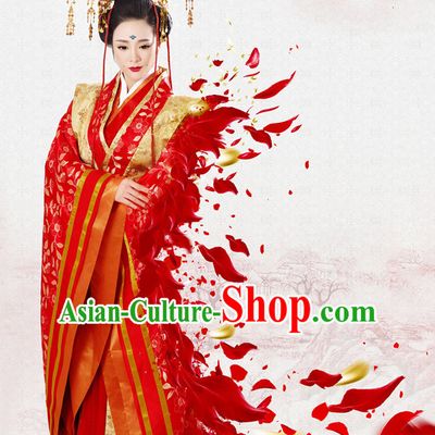 Tang Dynasty Queen Costume and Hair Jewelry Complete Set