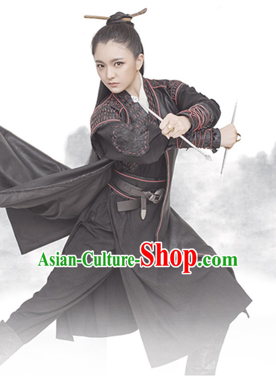 Ancient Chinese Killer Costumes and Hair Accessories Complete Set for Women
