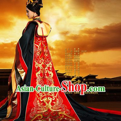 Ancient Chinese Qin Dynasty Mi Yue Queen Empress Clothing Garment and Crown Complete Set for Women