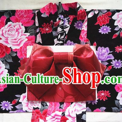 Top Authentic Traditional Japanese Kimonos Kimono Dress Yukata Clothing Garment Complete Set for Women Ladies Girls
