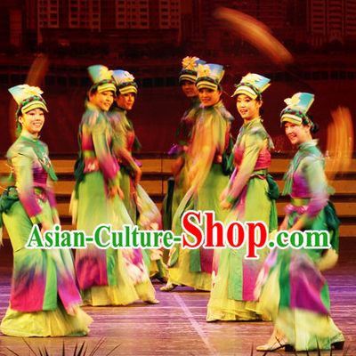 Chinese Traditional Ethnic Costume and Hair Piece Complete Set for Women