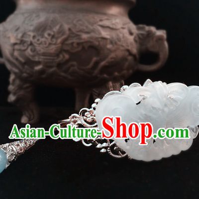 Ancient Chinese Prince Handmade Jade Headwear Head Pieces for Men