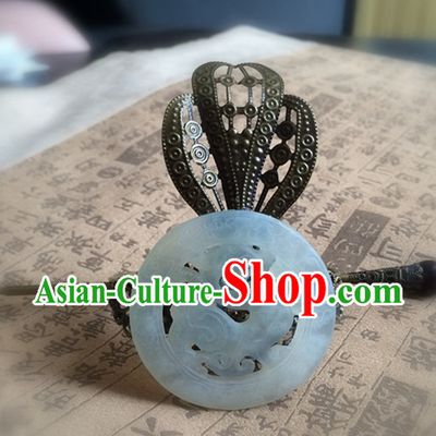 Ancient Chinese Poet  Handmade Jade Headwear Head Pieces for Men