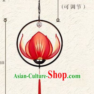 Red Handmade Chinese Classic Lotus Ceiling Lantern