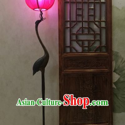 Chinese Classic Handmade Crane Floor Lantern