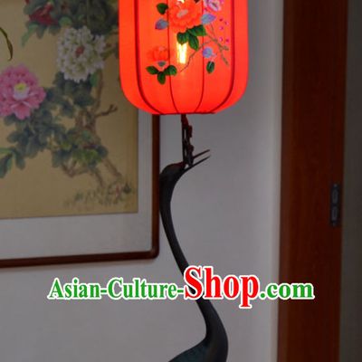 Chinese Classic Handmade Crane Floor Lantern