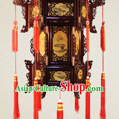 Ancient Chinese Style Handmade Natural Wood Palace Lantern